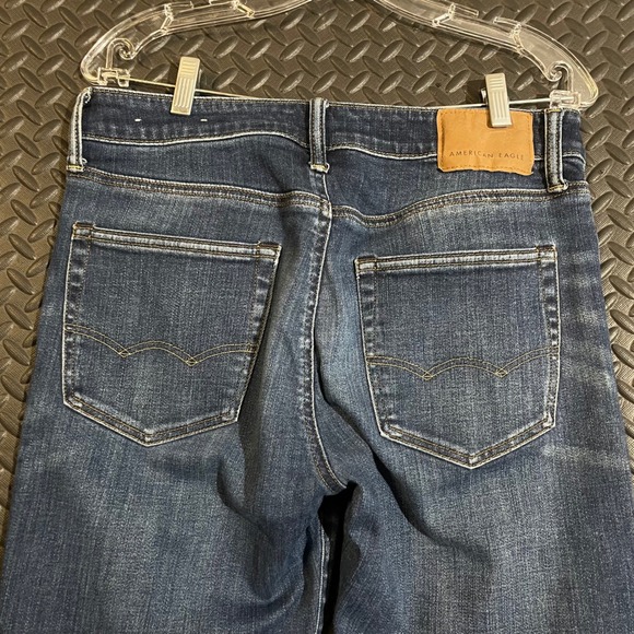 American Eagle Straight‎ Next Level Denim Dark Wash Blue Jeans Men's Size 30x36 - Picture 3 of 10